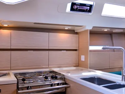 Galley of Larthia, a More 40 sailboat at Piombino, Italy