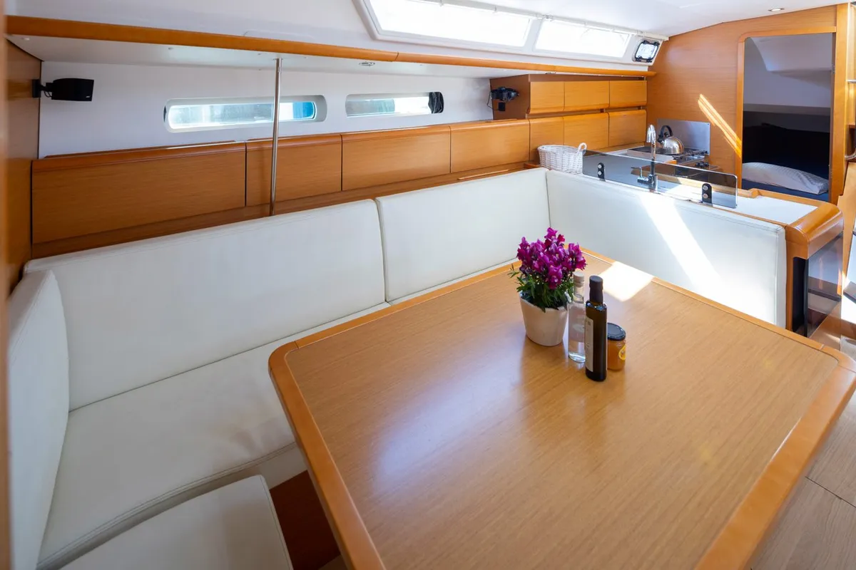 Salon of Kalypso, a Jeanneau Sun Odyssey 439 sailboat at Municipal Unit of Lefkada, Greece