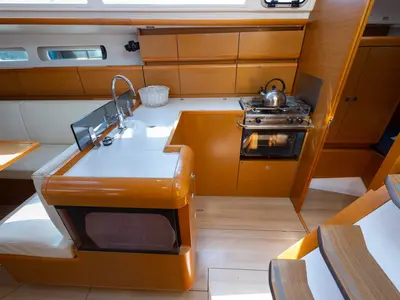 Galley of Kalypso, a Jeanneau Sun Odyssey 439 sailboat at Municipal Unit of Lefkada, Greece