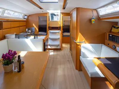 Salon of Kalypso, a Jeanneau Sun Odyssey 439 sailboat at Municipal Unit of Lefkada, Greece