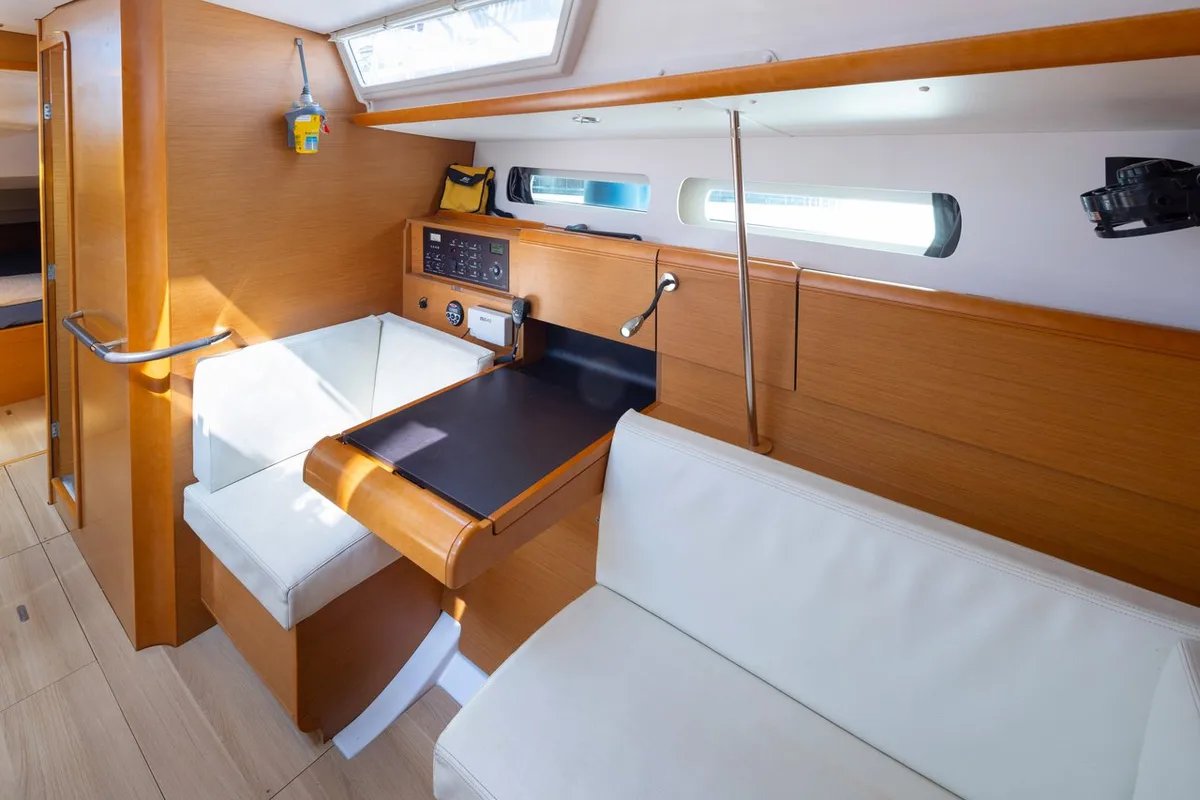 Salon of Kalypso, a Jeanneau Sun Odyssey 439 sailboat at Municipal Unit of Lefkada, Greece