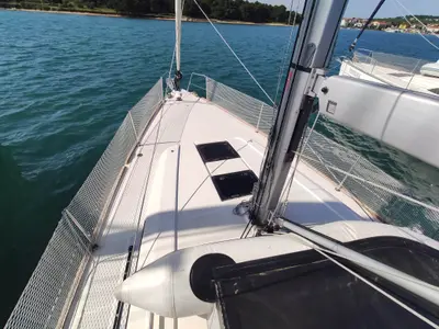 Deck of Citrea, a Beneteau Oceanis 38.1 sailboat at Medulin, Croatia