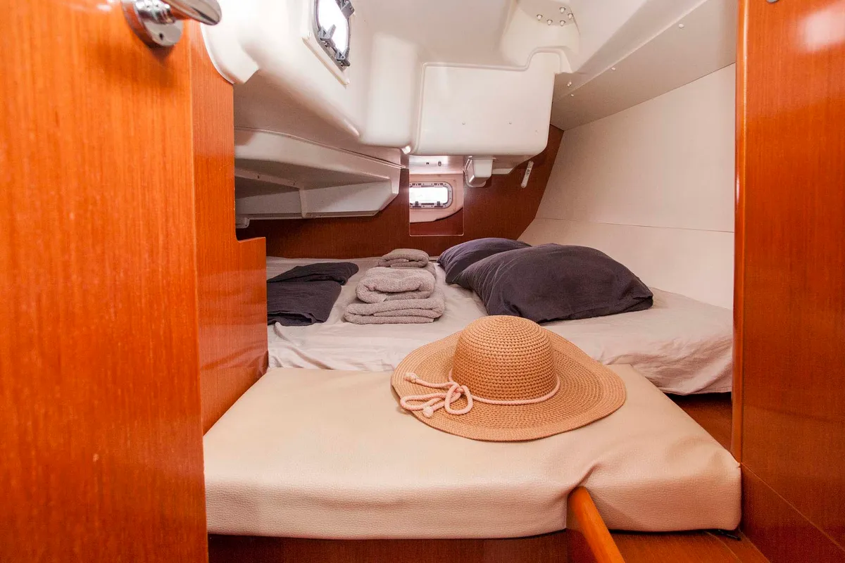 Cabin on Moody Blues, a Beneteau Oceanis 31 sailboat at Municipal Unit of Lefkada, Greece