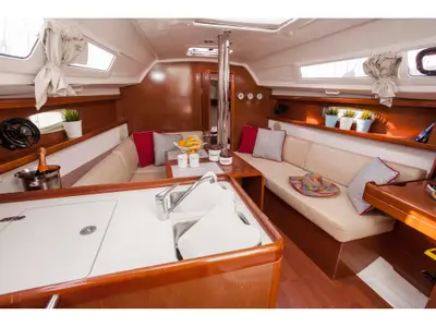 Salon of Moody Blues, a Beneteau Oceanis 31 sailboat at Municipal Unit of Lefkada, Greece