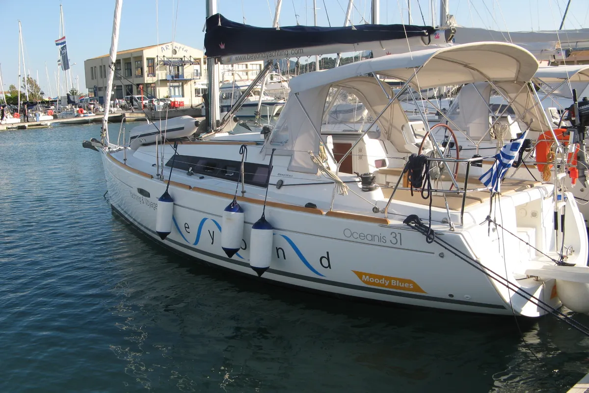 Exterior view of Moody Blues, a Beneteau Oceanis 31 sailboat at Municipal Unit of Lefkada, Greece