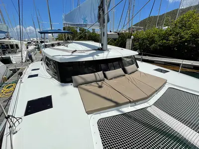 Deck of Admira, a Fountaine Pajot Lucia 40 catamaran at Seget Donji, Croatia