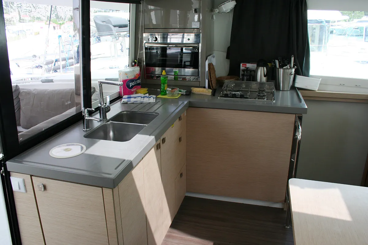 Galley of Admira, a Fountaine Pajot Lucia 40 catamaran at Seget Donji, Croatia
