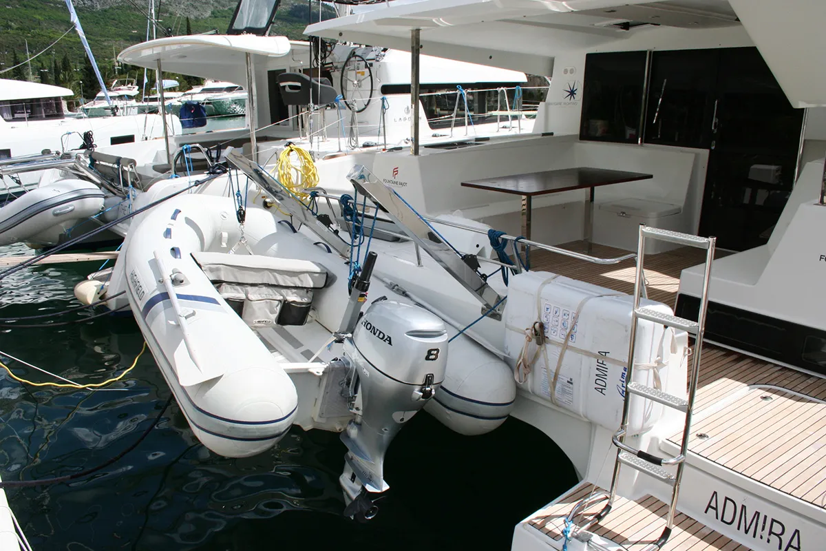 Exterior view of Admira, a Fountaine Pajot Lucia 40 catamaran at Seget Donji, Croatia