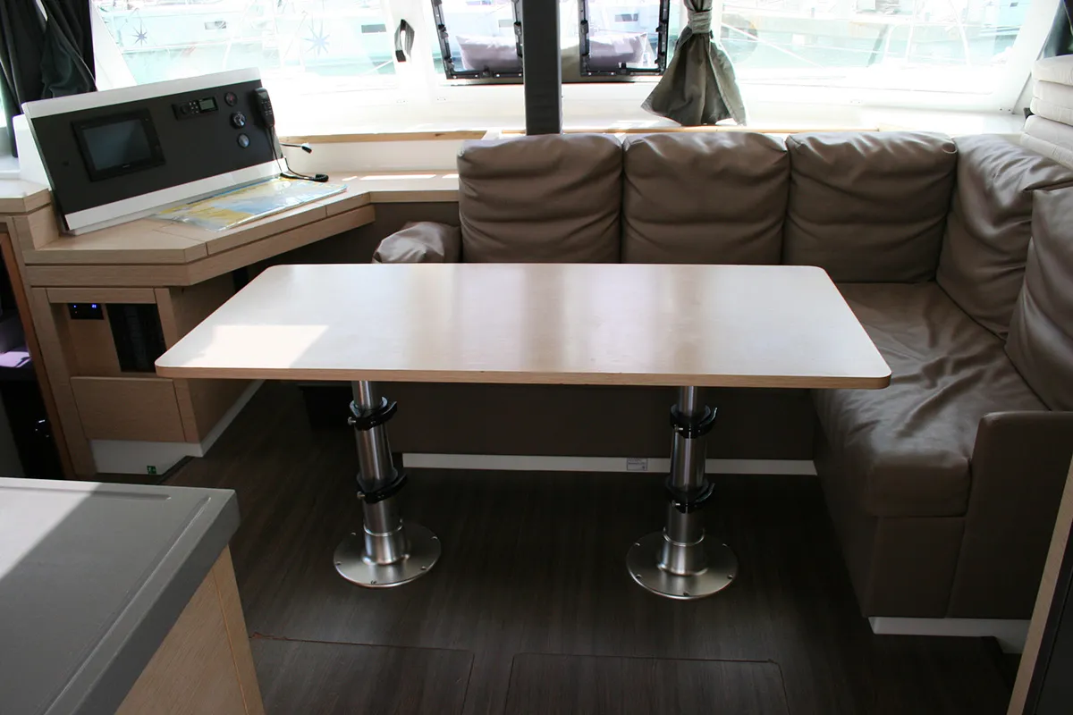 Salon of Admira, a Fountaine Pajot Lucia 40 catamaran at Seget Donji, Croatia