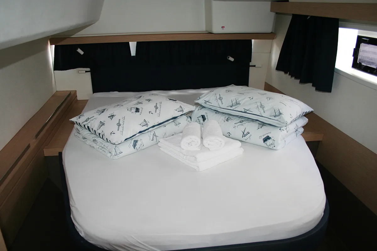 Cabin on Admira, a Fountaine Pajot Lucia 40 catamaran at Seget Donji, Croatia