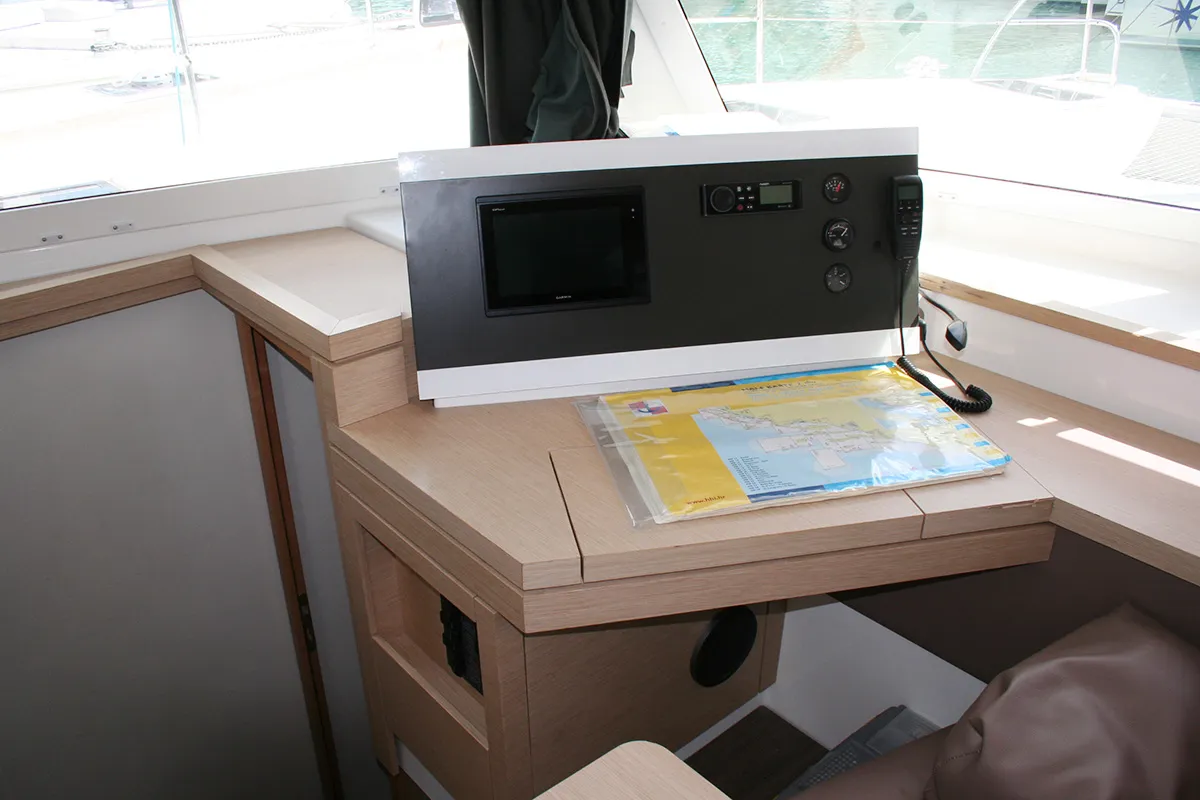 Salon of Admira, a Fountaine Pajot Lucia 40 catamaran at Seget Donji, Croatia