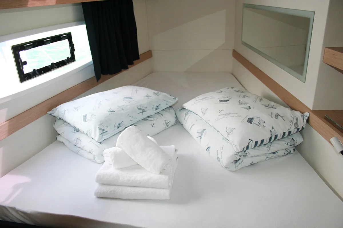 Cabin on Admira, a Fountaine Pajot Lucia 40 catamaran at Seget Donji, Croatia