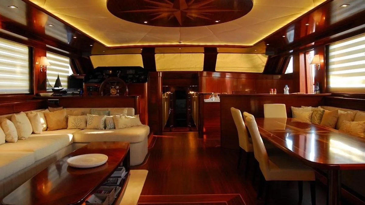 Salon of Gulet Custom built 183, a sailboat at Bodrum, Turkey