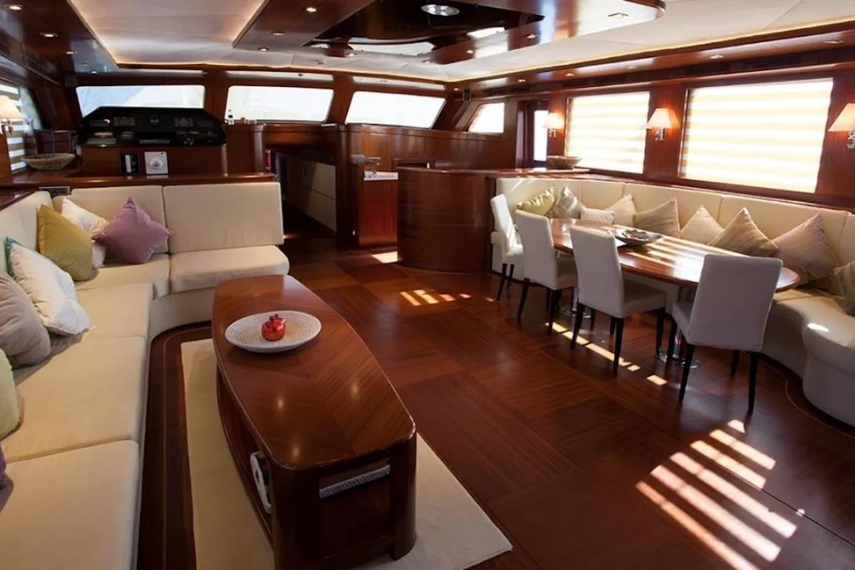 Salon of Gulet Custom built 183, a sailboat at Bodrum, Turkey