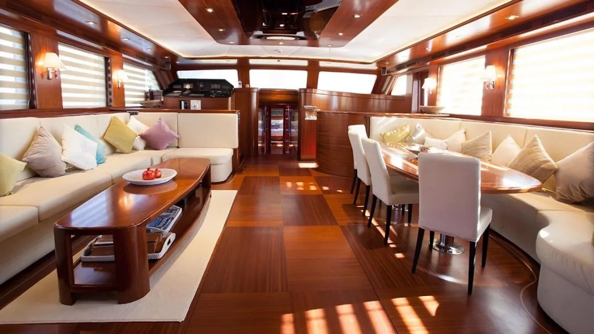 Salon of Gulet Custom built 183, a sailboat at Bodrum, Turkey