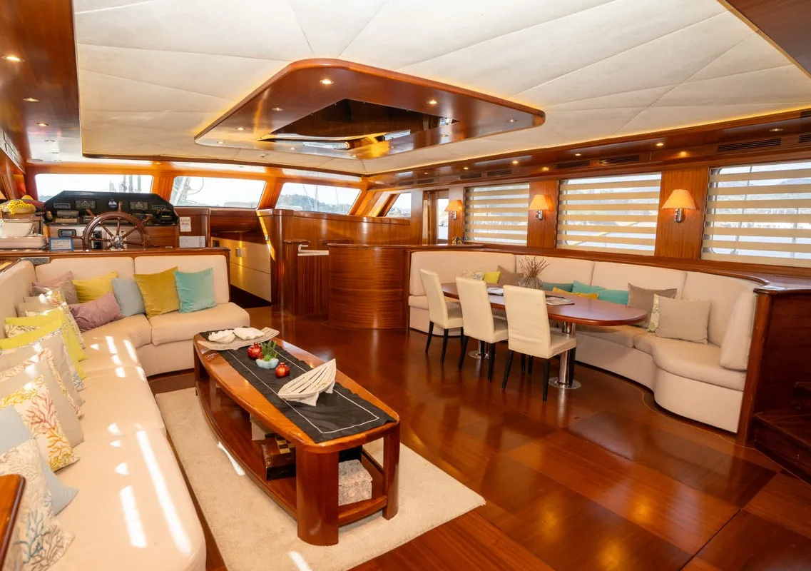 Salon of Gulet Custom built 183, a sailboat at Bodrum, Turkey