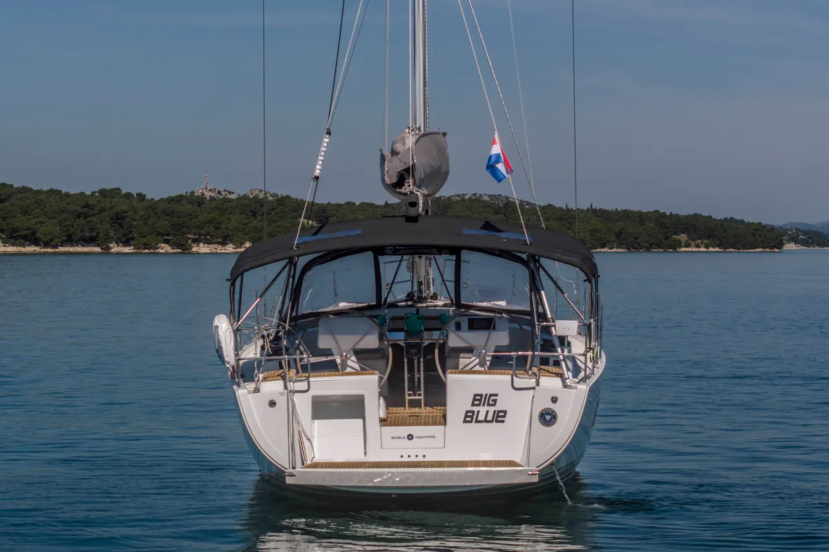 Exterior view of Big Blue, a Hanse 458 sailboat at Grad Šibenik, Croatia