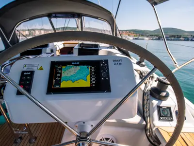 Cockpit of Big Blue, a Hanse 458 sailboat at Grad Šibenik, Croatia