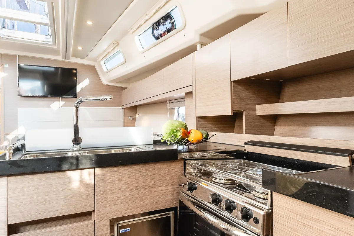 Galley of Big Blue, a Hanse 458 sailboat at Grad Šibenik, Croatia