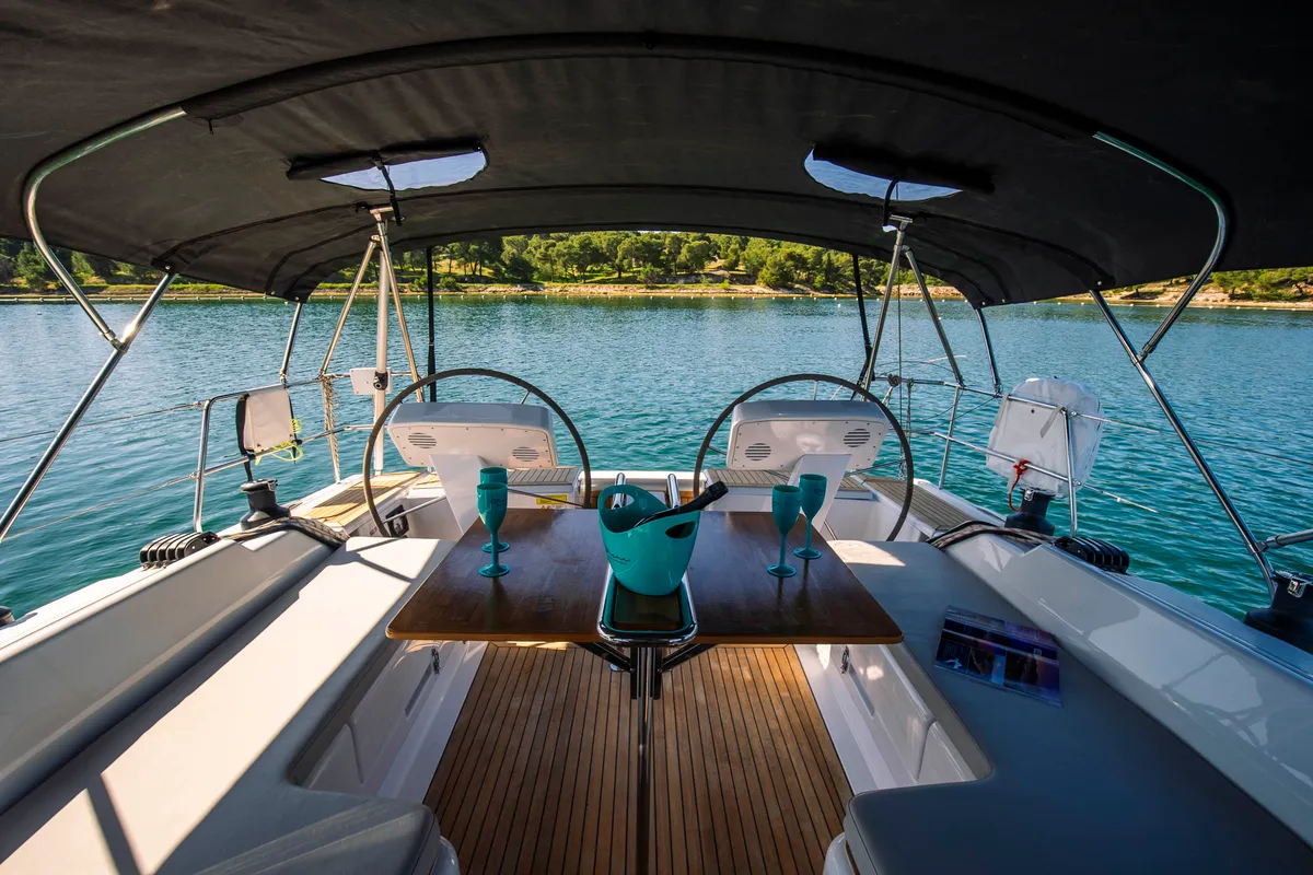 Deck of Big Blue, a Hanse 458 sailboat at Grad Šibenik, Croatia