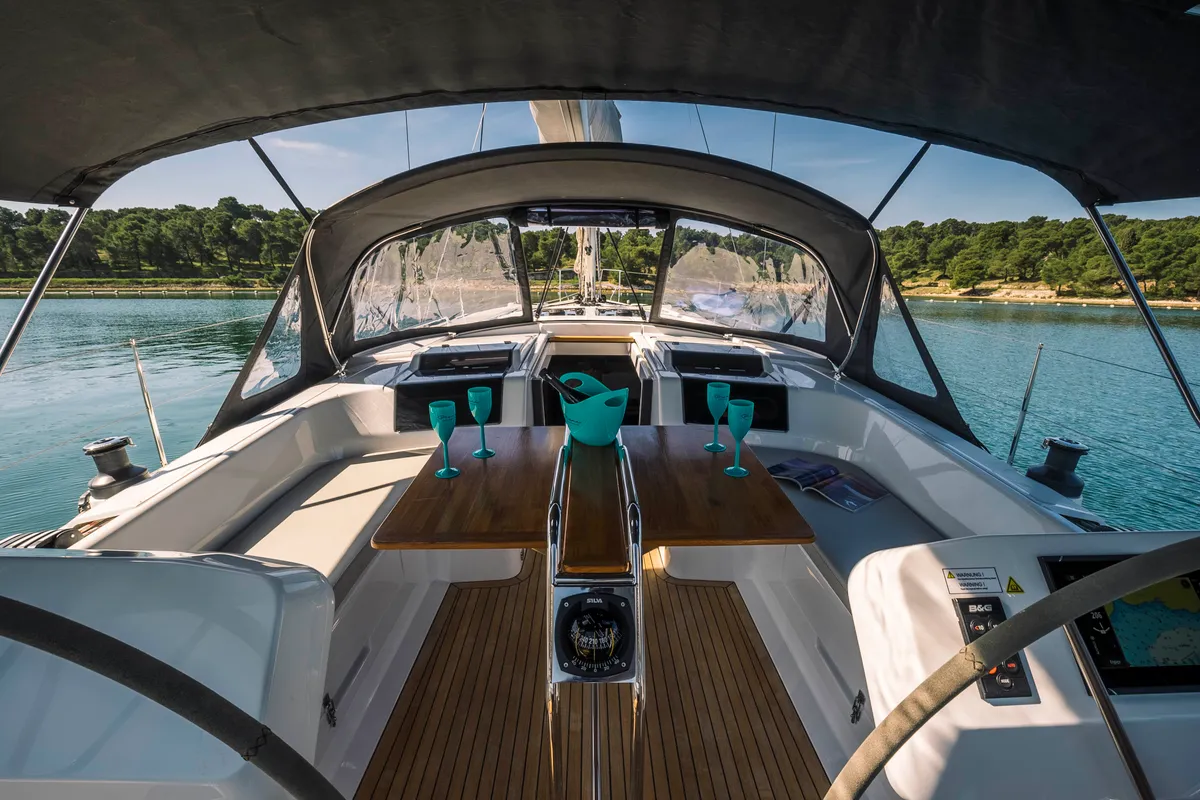 Deck of Big Blue, a Hanse 458 sailboat at Grad Šibenik, Croatia