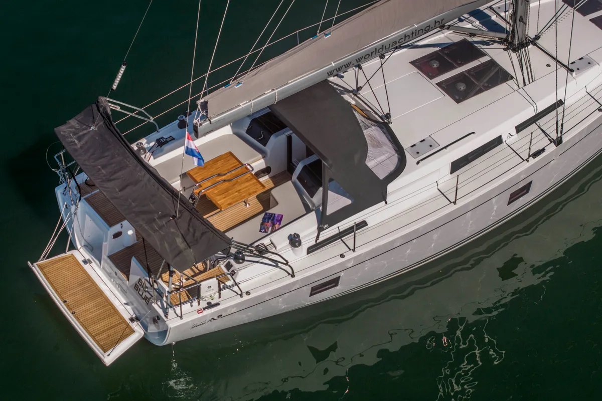 Deck of Big Blue, a Hanse 458 sailboat at Grad Šibenik, Croatia