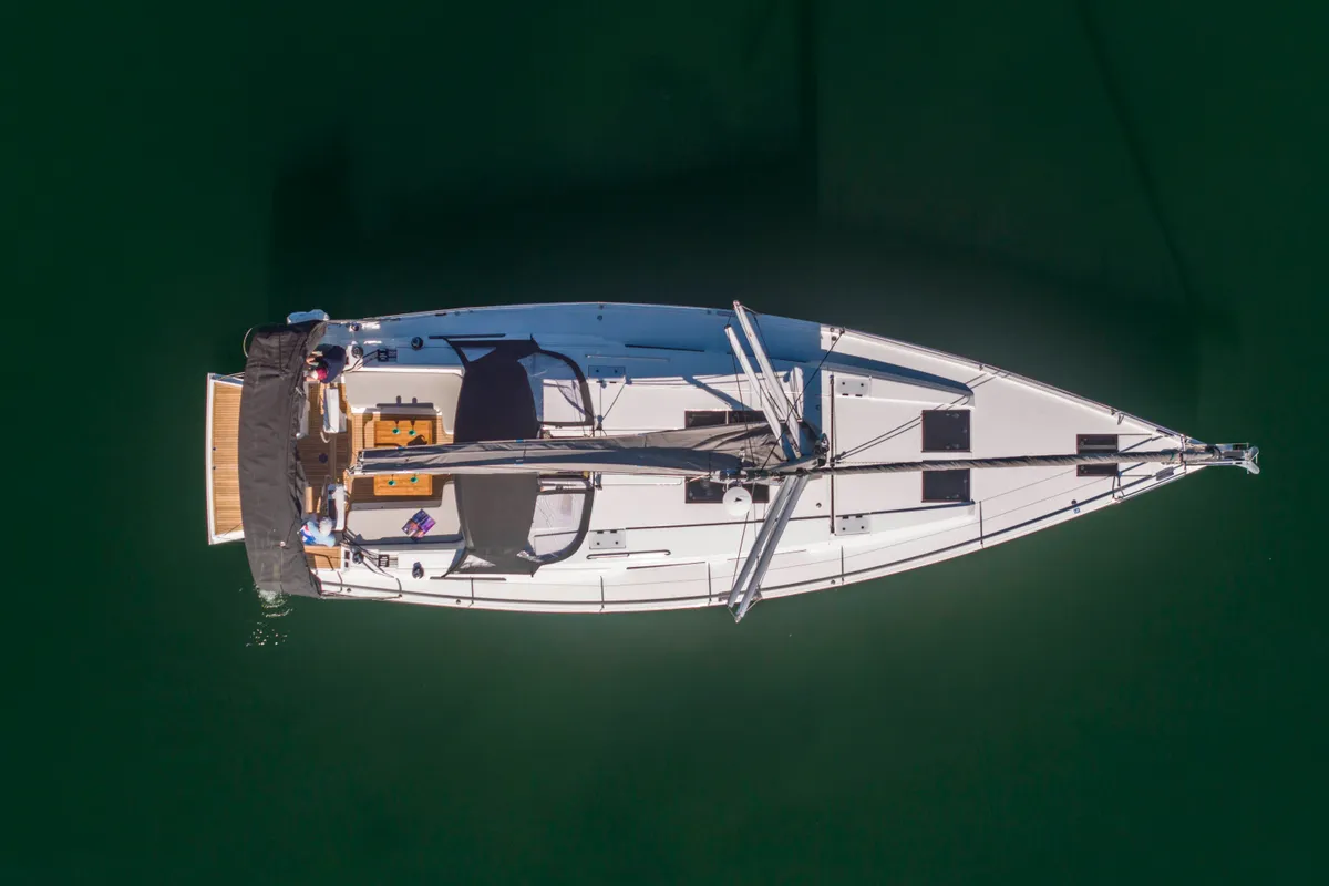 Exterior view of Big Blue, a Hanse 458 sailboat at Grad Šibenik, Croatia