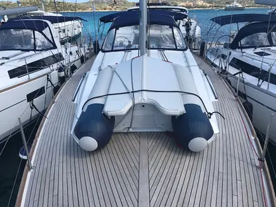 Deck of Alnair, a Beneteau Oceanis 45 sailboat at Tonnarella, Italy