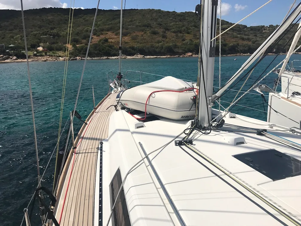 Exterior view of Alnair, a Beneteau Oceanis 45 sailboat at Tonnarella, Italy