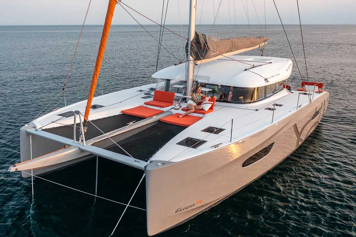 Exterior view of Matì, a Excess 14 catamaran at Rodi Garganico, Italy