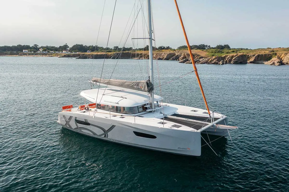 Exterior view of Matì, a Excess 14 catamaran at Rodi Garganico, Italy