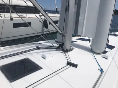 Deck of Algeiba, a Beneteau Oceanis 45 sailboat at Salerno, Italy