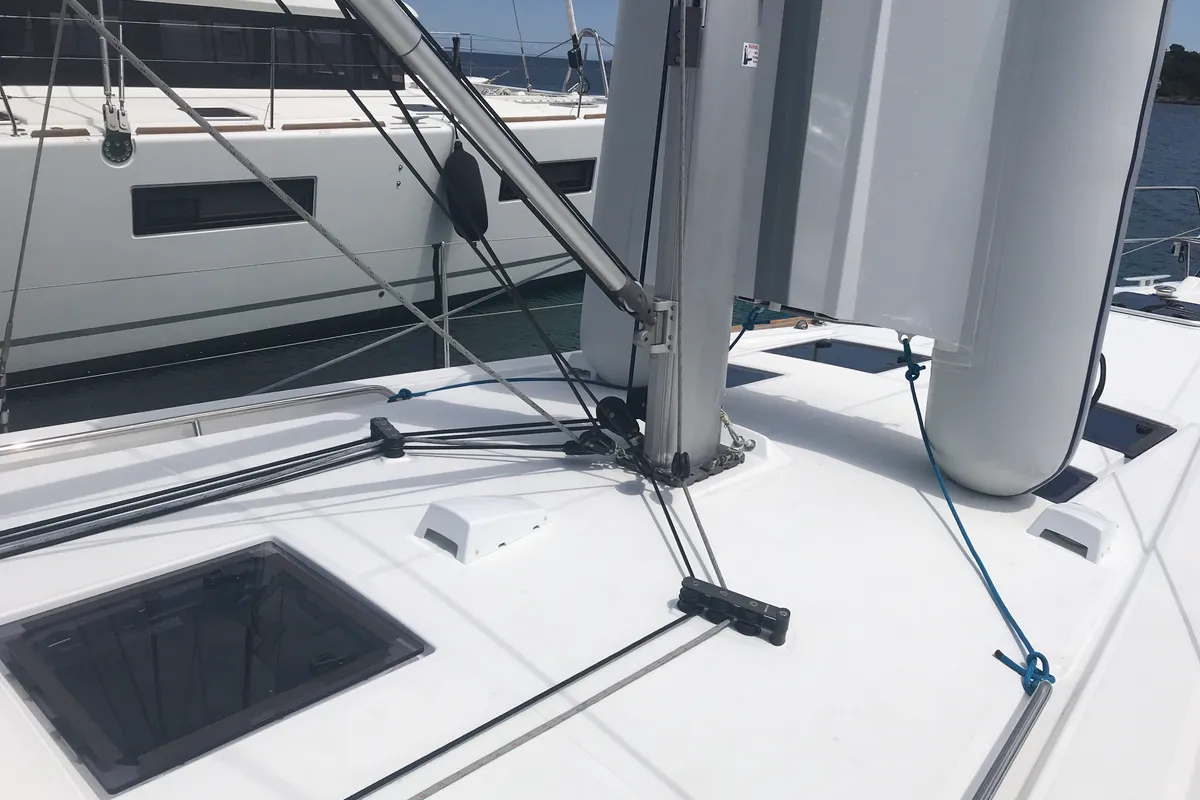 Deck of Algeiba, a Beneteau Oceanis 45 sailboat at Salerno, Italy