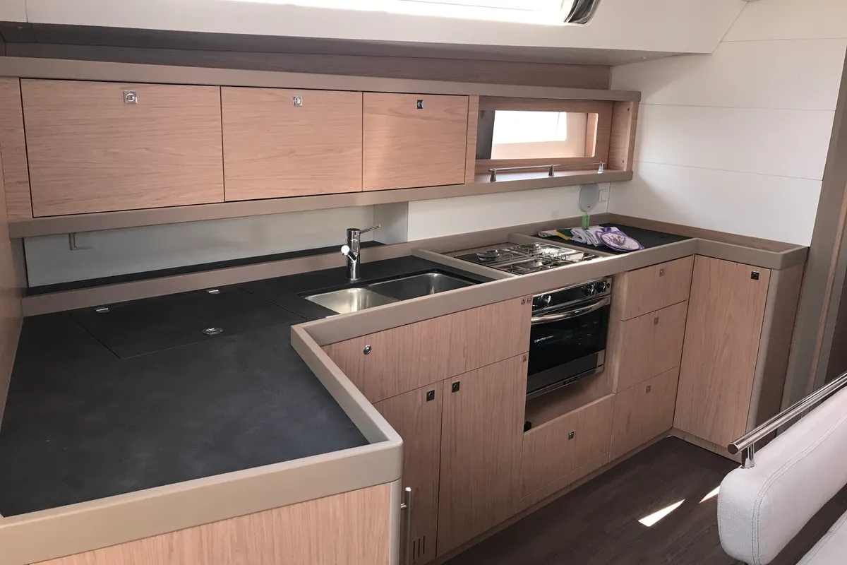 Galley of Algeiba, a Beneteau Oceanis 45 sailboat at Salerno, Italy