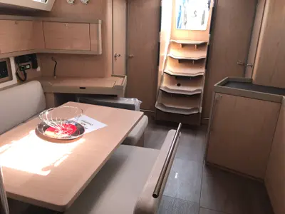 Salon of Algeiba, a Beneteau Oceanis 45 sailboat at Salerno, Italy