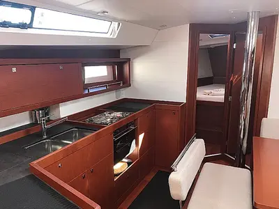 Galley of Atlantica, a Beneteau Oceanis 45 sailboat at La Spezia, Italy