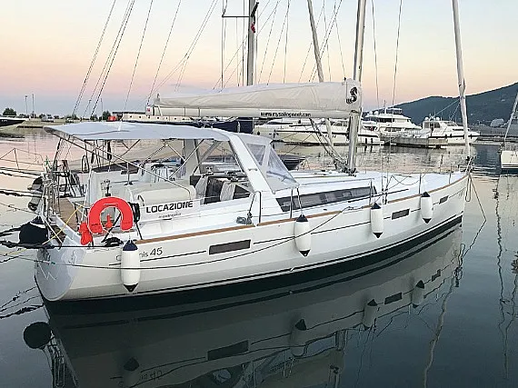 Exterior view of Atlantica, a Beneteau Oceanis 45 sailboat at La Spezia, Italy