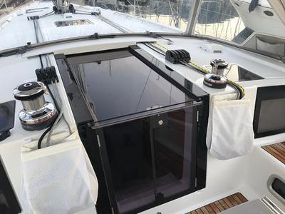 Deck of Atlantica, a Beneteau Oceanis 45 sailboat at La Spezia, Italy