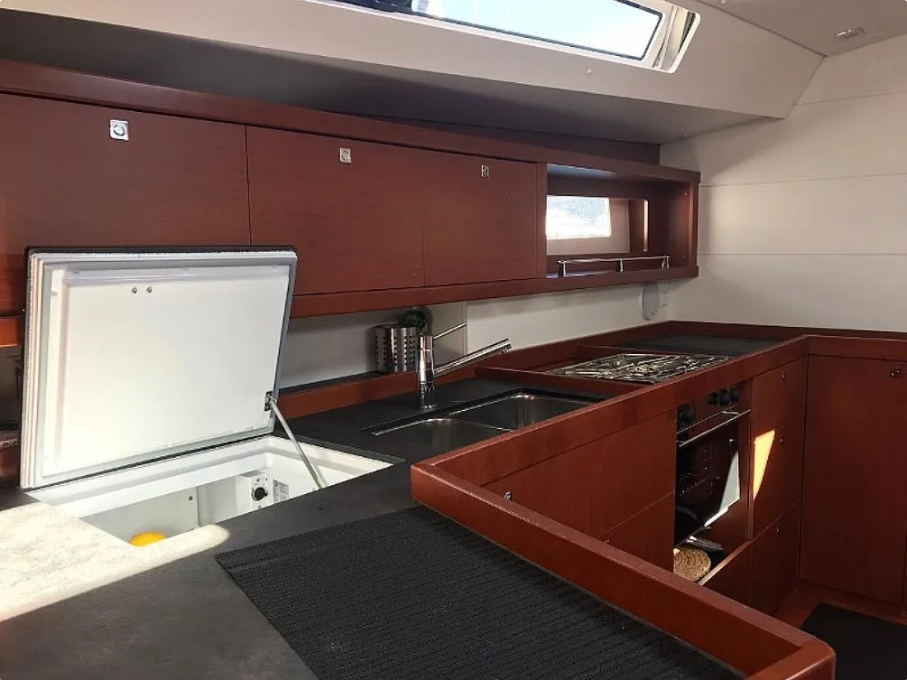 Galley of Atlantica, a Beneteau Oceanis 45 sailboat at La Spezia, Italy