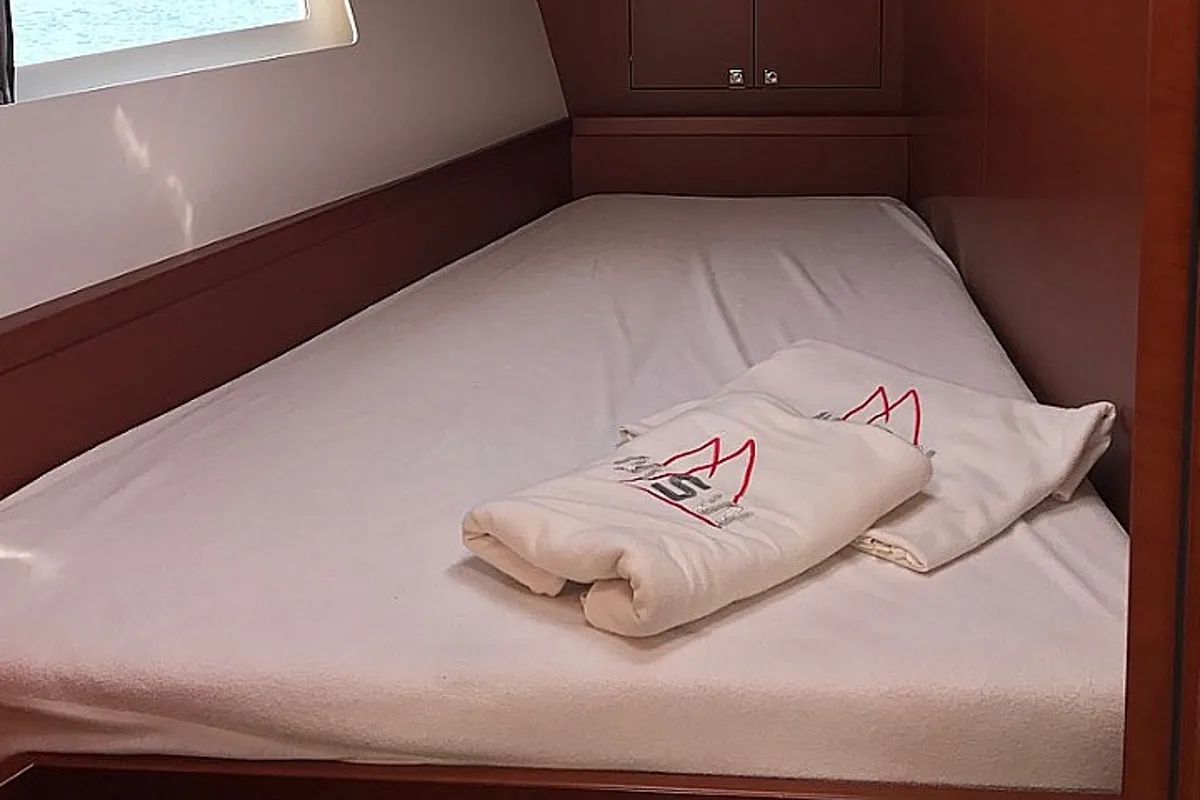 Cabin on Atlantica, a Beneteau Oceanis 45 sailboat at La Spezia, Italy