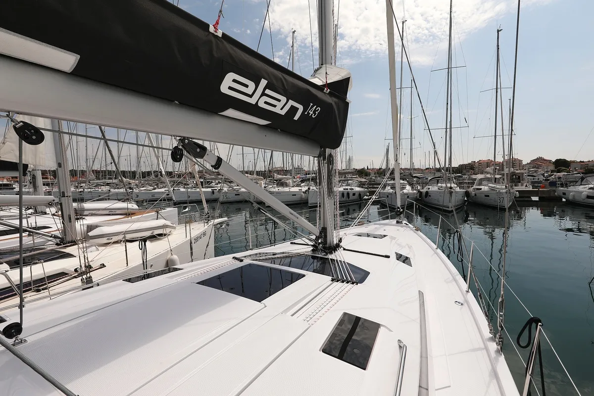 Deck of Starlight, a Elan Impression 45 sailboat at Biograd na Moru, Croatia