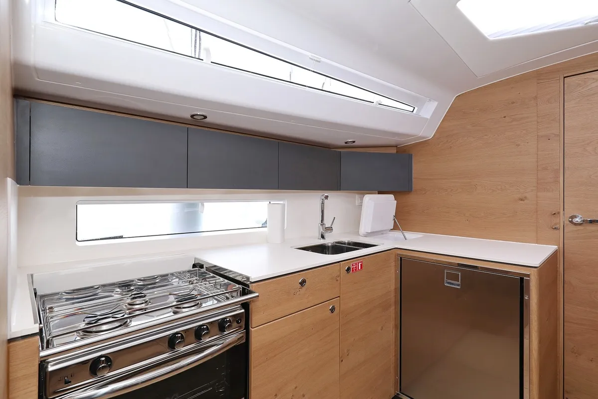 Galley of Starlight, a Elan Impression 45 sailboat at Biograd na Moru, Croatia