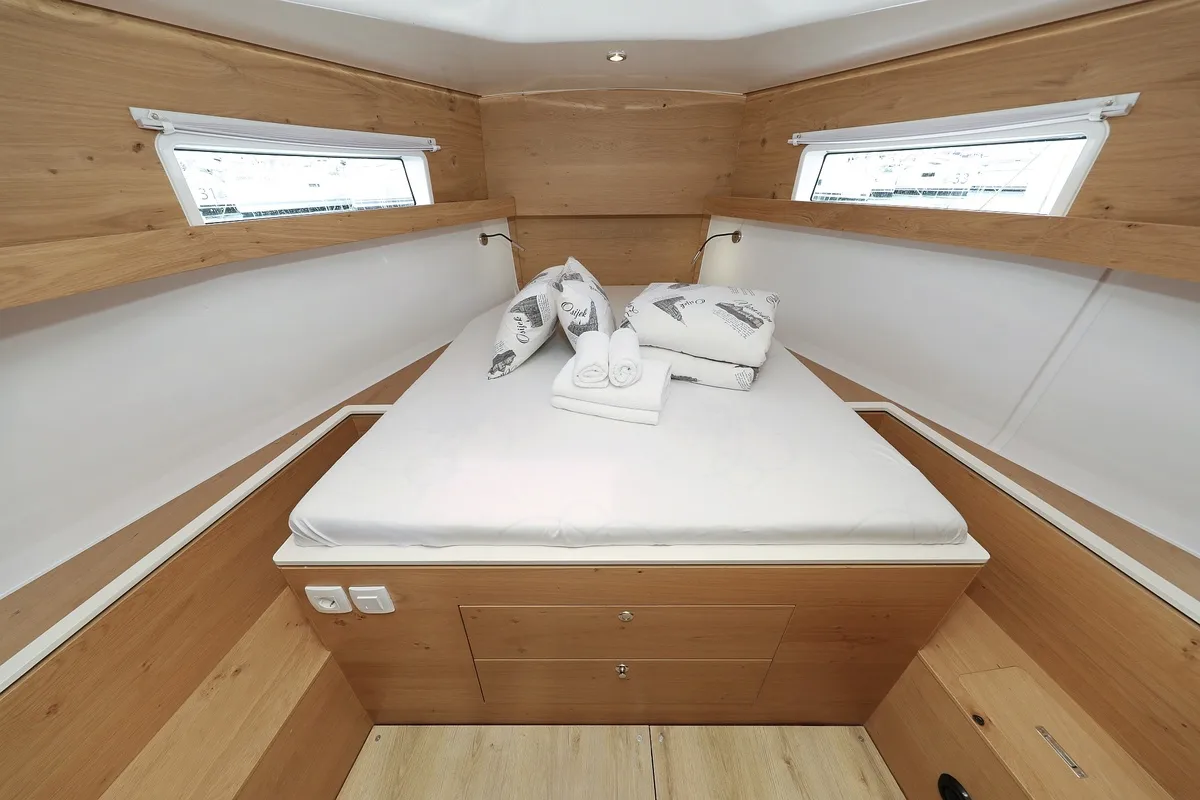 Cabin on Starlight, a Elan Impression 45 sailboat at Biograd na Moru, Croatia