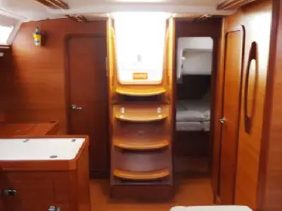 Salon of OSCAR TIME, a Dufour 450 Grand Large sailboat at Kalkara, Malta