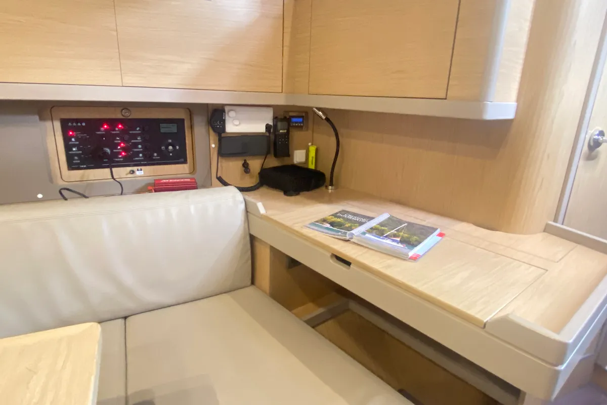 Salon of Tonic III, a Beneteau Oceanis 45 sailboat at Road Town, British Virgin Islands