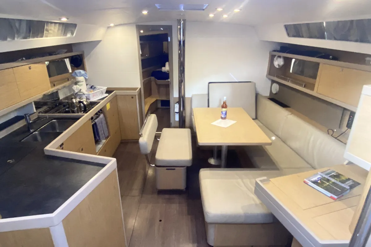 Salon of Tonic III, a Beneteau Oceanis 45 sailboat at Road Town, British Virgin Islands
