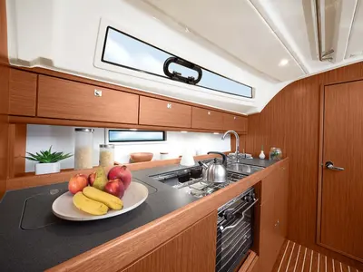 Galley of Konstantinos 14, a Bavaria Cruiser 41 sailboat at Municipal Unit of Lefkada, Greece