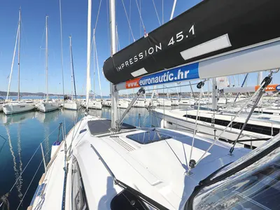 Deck of Moon Pearl, a Elan Impression 45.1 sailboat at Biograd na Moru, Croatia