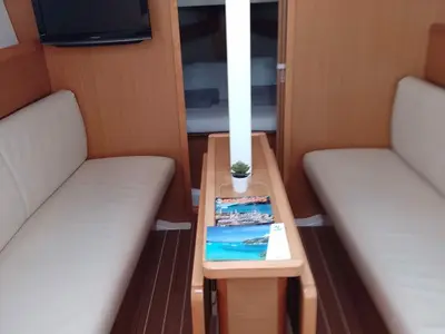 Salon of min elli, a Jeanneau Sun Odyssey 33i sailboat at Skradin, Croatia