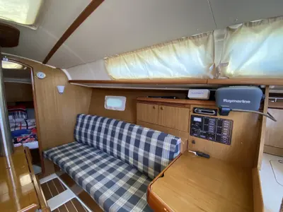 Salon of Elif, a Jeanneau Sun Odyssey 32i sailboat at Fethiye, Turkey